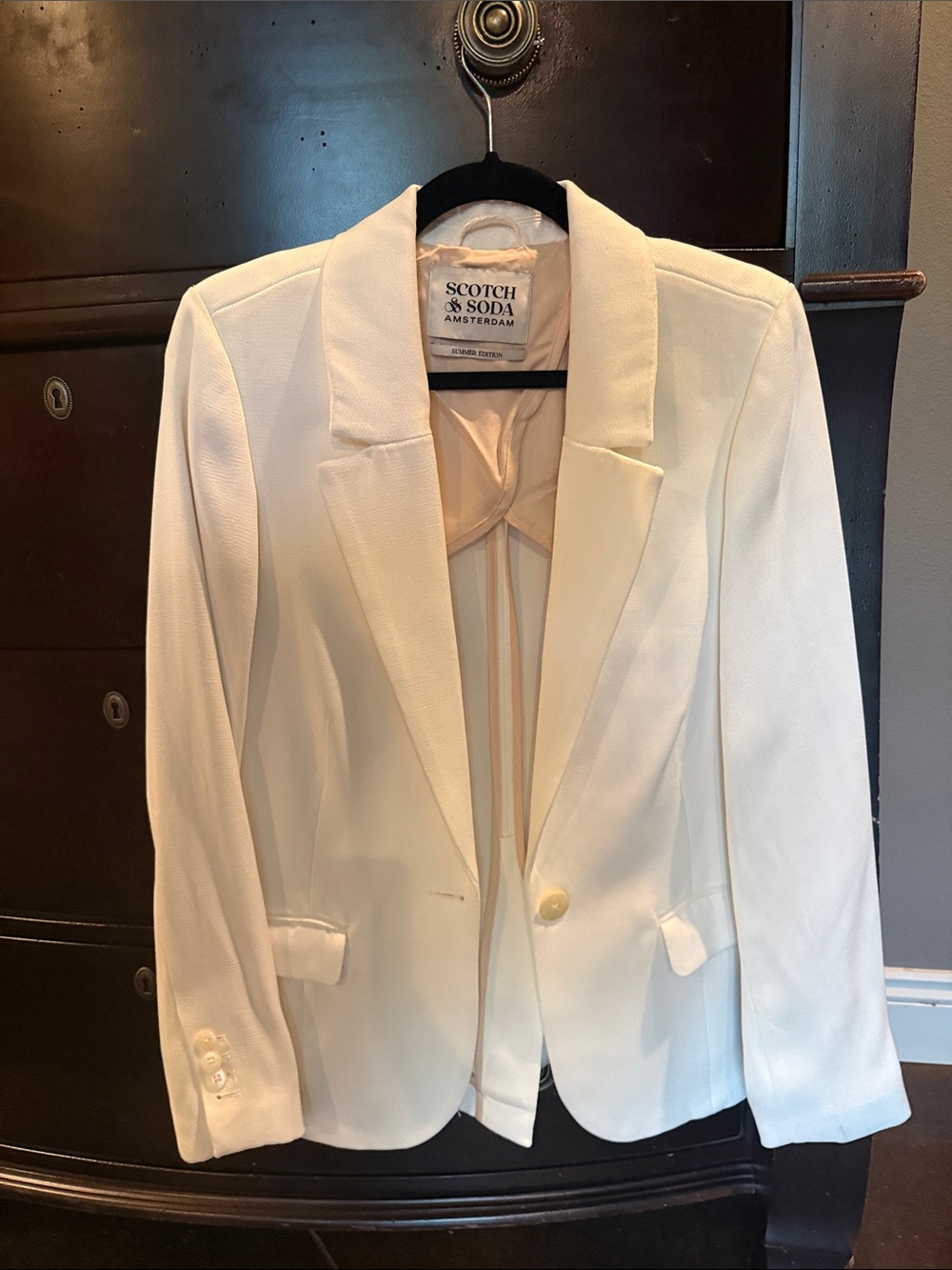 Scotch & Soda Cream Single-Button Tailored Blazer